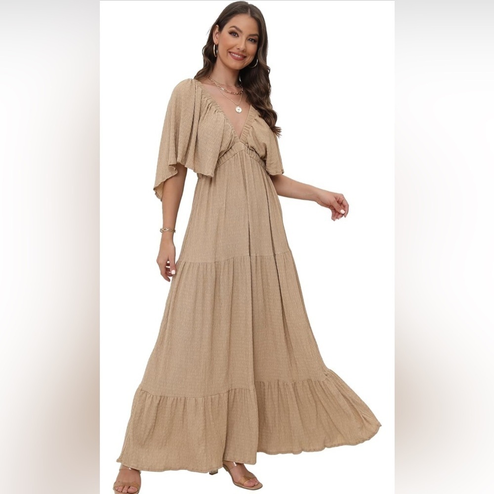 Elegant Tan Maxi Dress